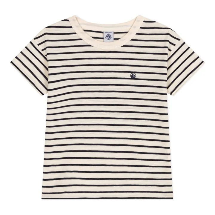 Petit Bateau T-shirt Mike Jersey Flammé | Ecru