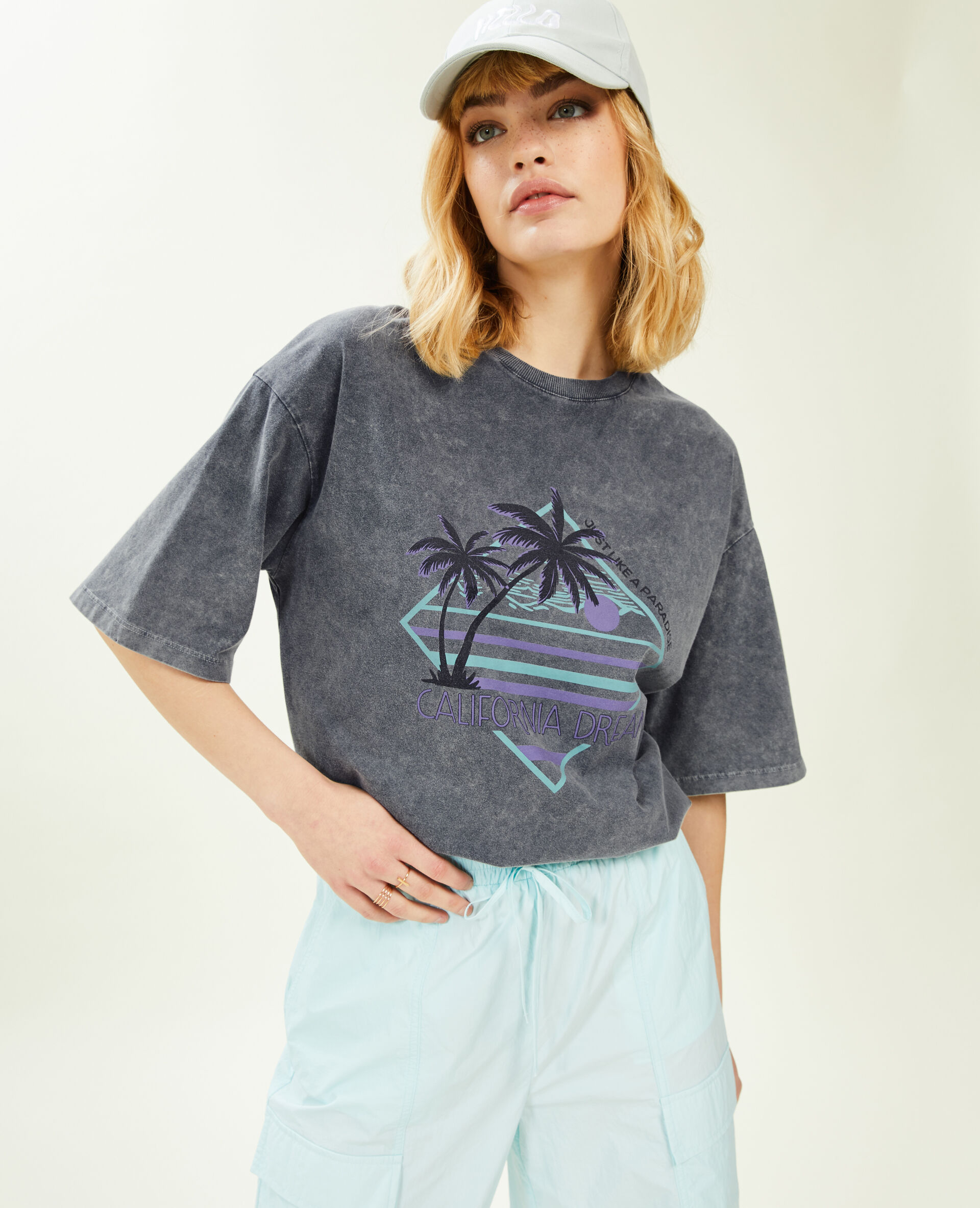 T-shirt oversize avec imprimé - Bleu clair