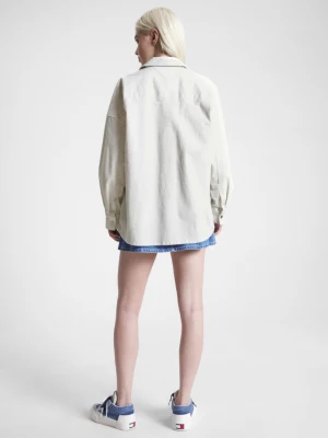 Sobretudo de veludo cotelê com gola larga