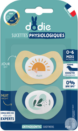 Dodie Sucettes Physiologiques 0-6 Mois Duo Physio Jour/Nuit 2 Pièces