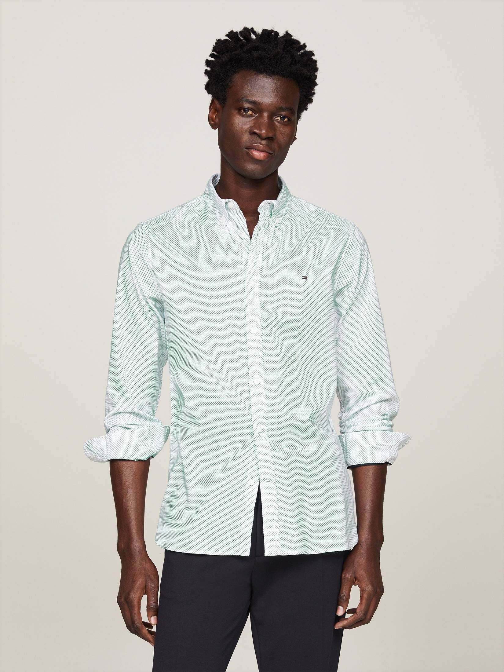 Tommy Hilfiger| Herren Hemd FLEX MINI PRINT Slim Fit