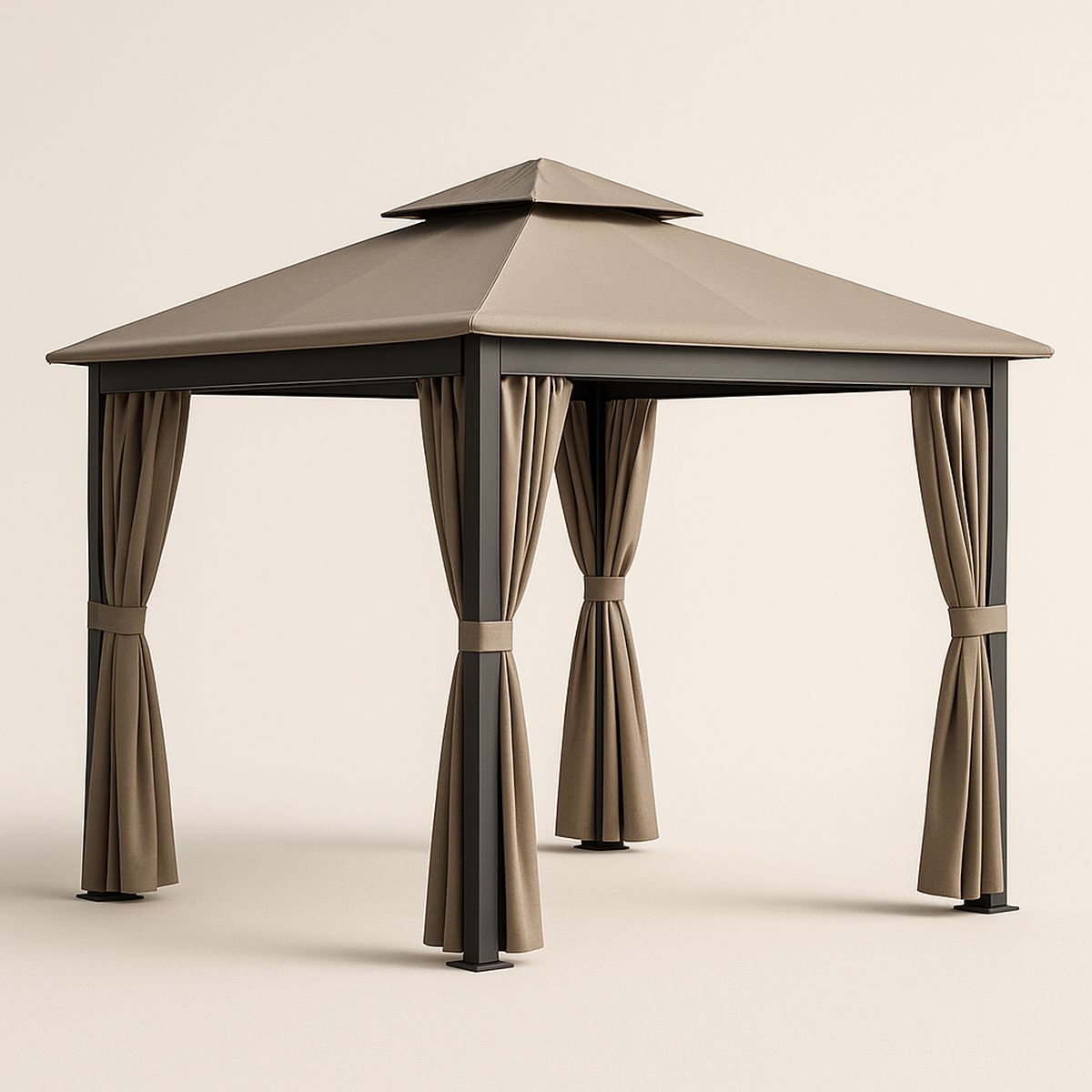 Pavillon Gartenzelt 3x3m Stahl Polyester Braun