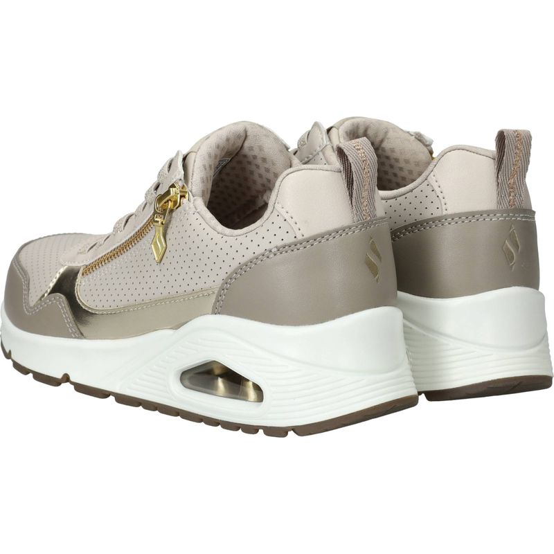 Skechers Uno Metallic Sliders Sneakers Taupe Dames