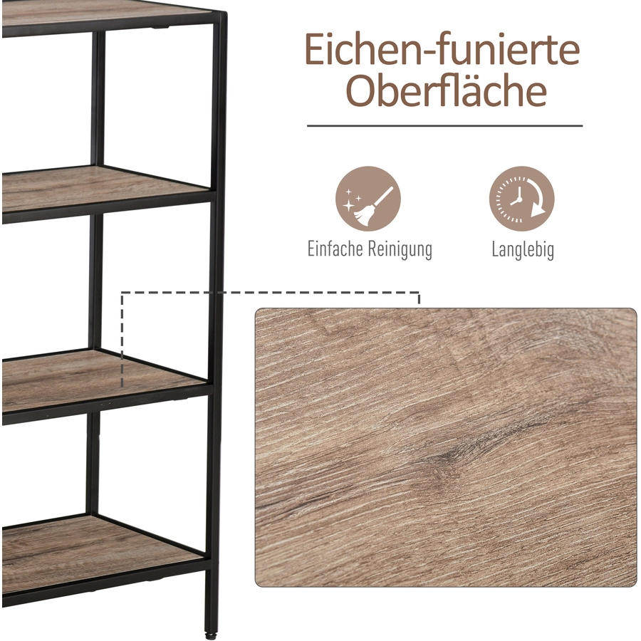 HOMCOM Standregal im industriellen Stil Eiche, schwarz