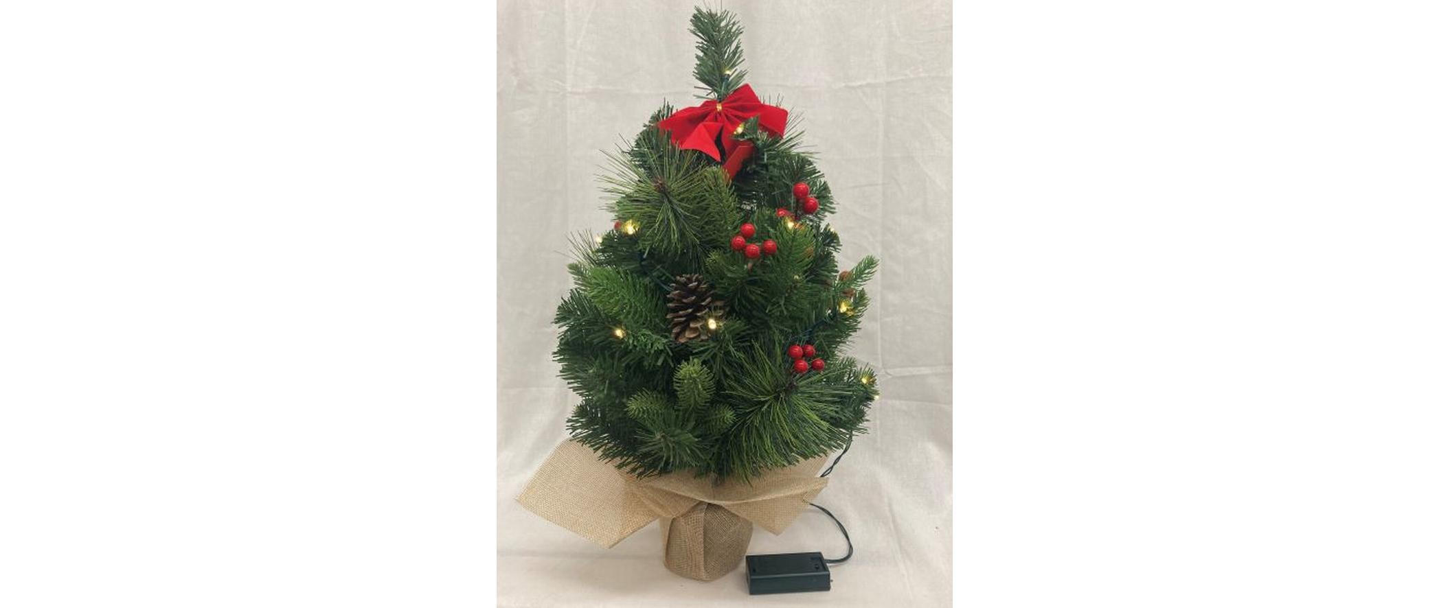 Weihnachtsbaum mit Jute-Topf, 15 LEDs, 50 cm, GrünLED Weihnachtsdekoration