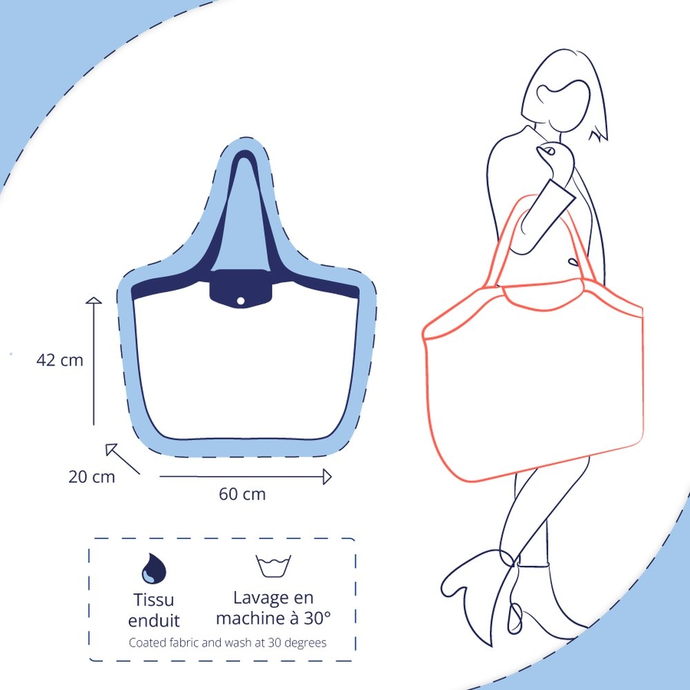 Grand Sac Cabas En Tissu Vichy Noir