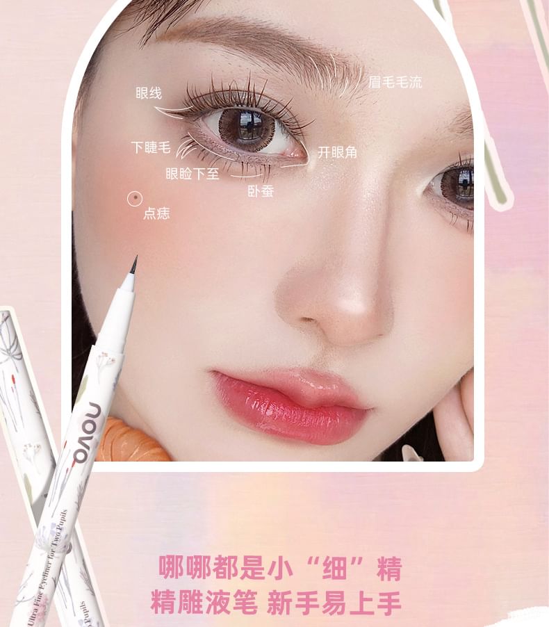 NOVO - Ultrafijne vloeibare eyelinerpen - 6 kleuren