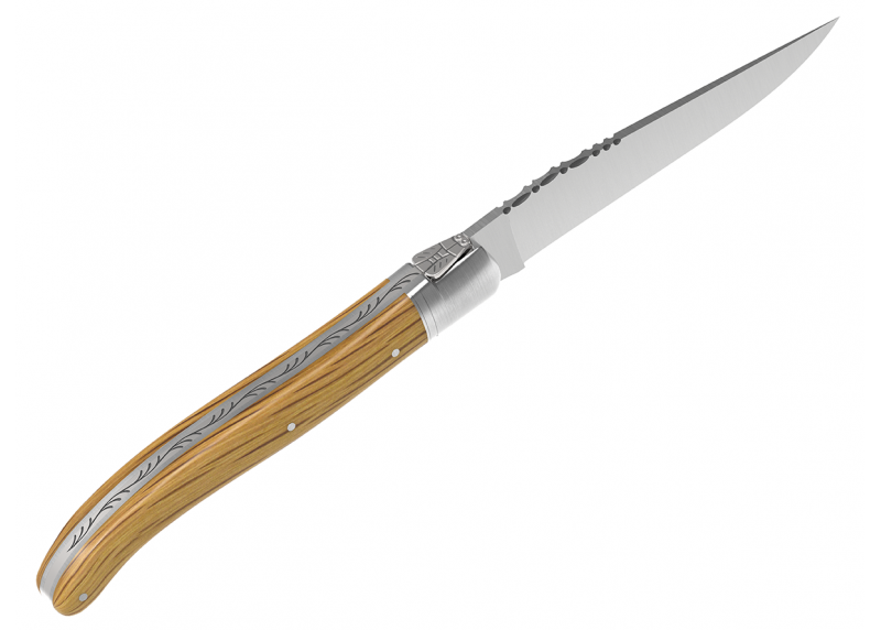 Couteau Laguiole avec un manche en bois de chêne et 1 mitre en acier inoxydable