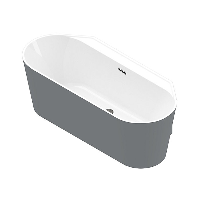 Baignoire semi-îlot Nakina L. 170 cm x l. 75 cm gris