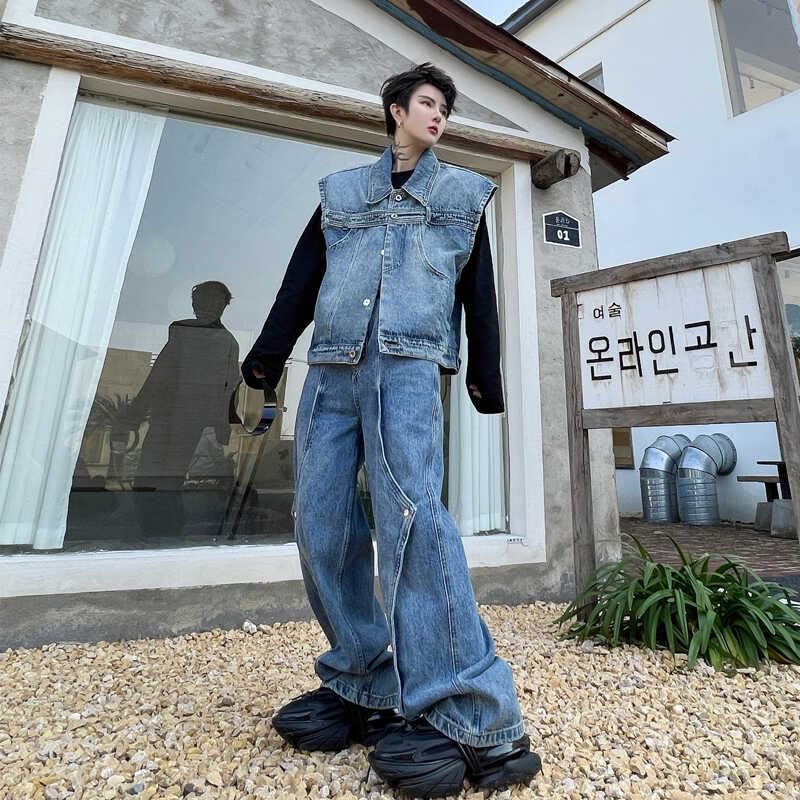 Real Boy - Denim vest met kraag en knopen