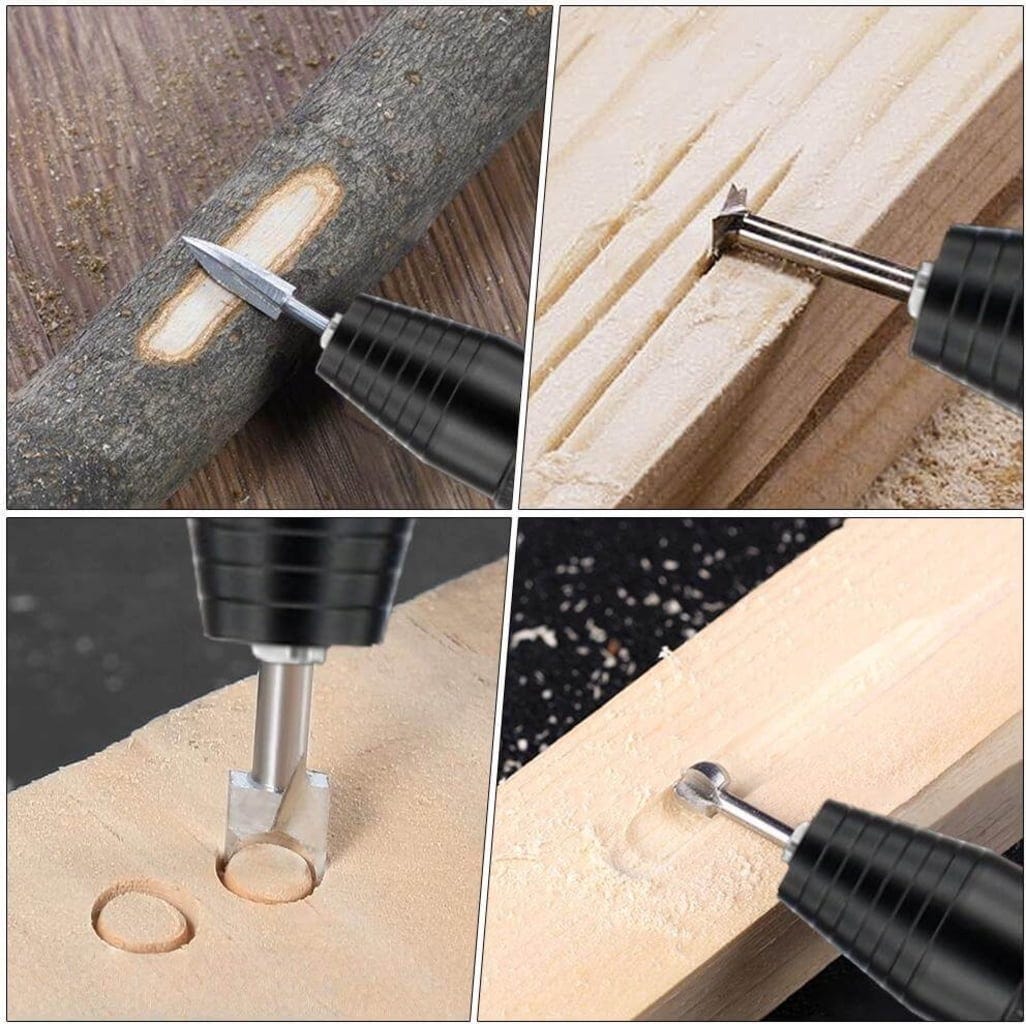 Hanboost  Wood Working Set für Rotary Tool, 10 Stk    Fräser fräzises Schnitzen & Gravieren von Holz