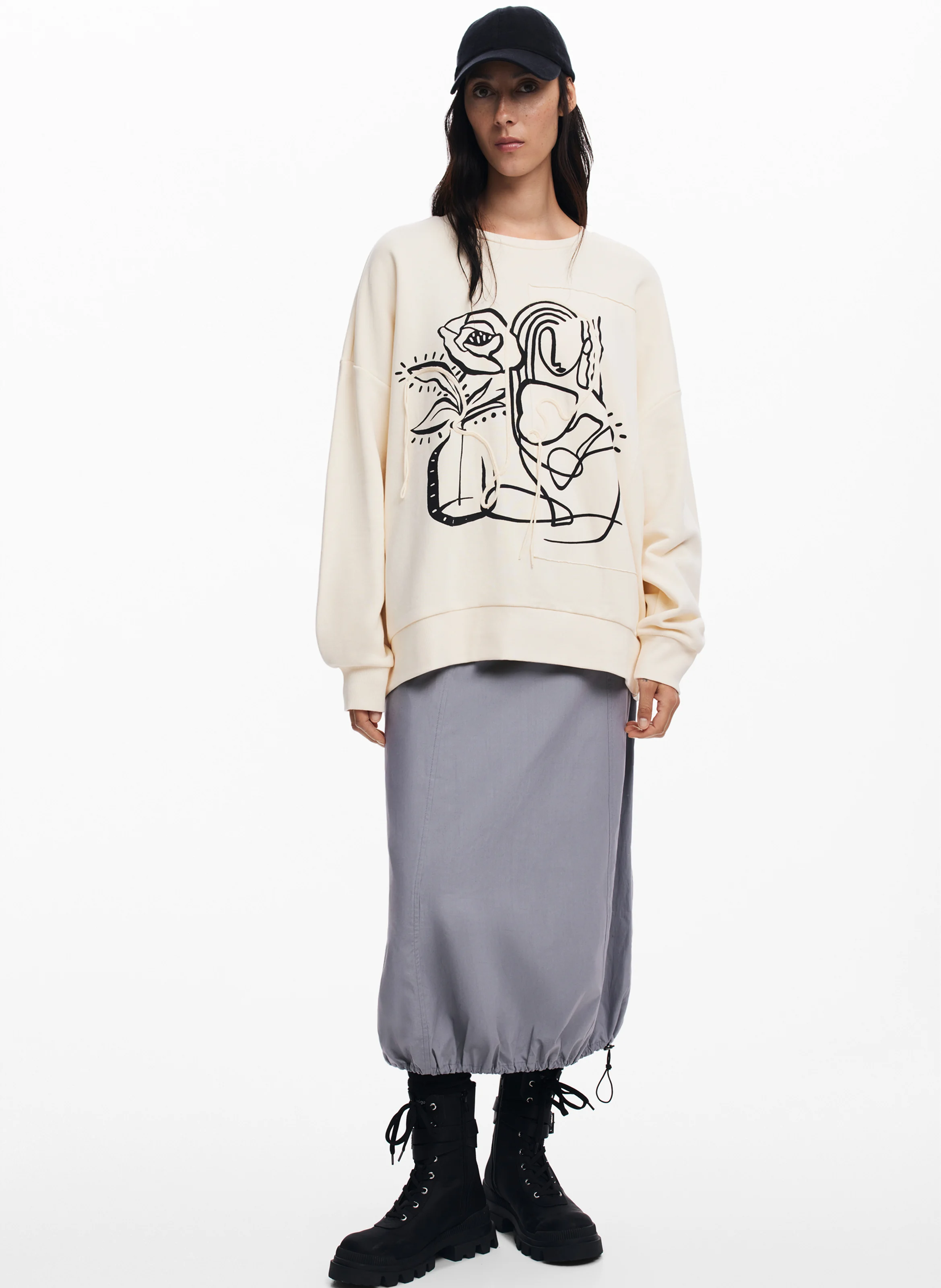 Sweat col rond en coton | Blanc