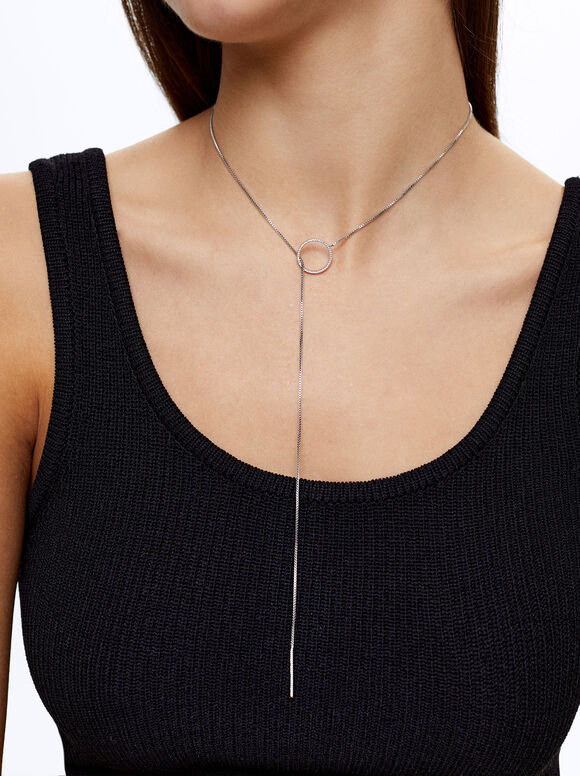 Colar prateado com zircônias cúbicas - Prata