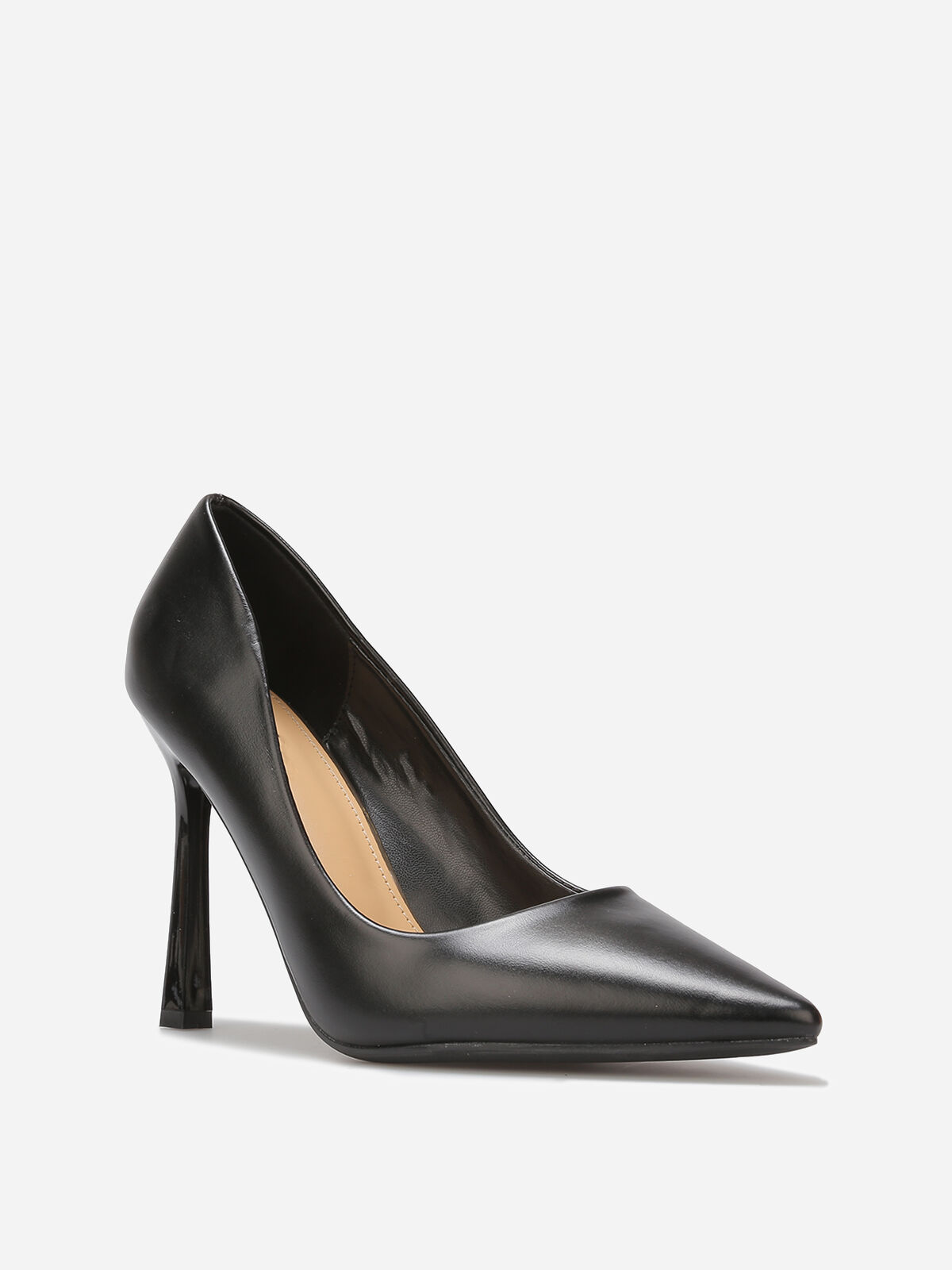 Stilettos pointus à talon verni- Noir