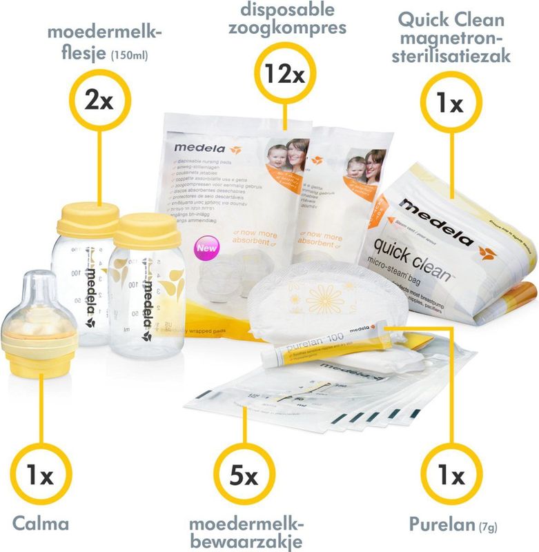 Medela - Voedingsset - 8 Moedermelkbewaarzakjes - 4 Flessen - BPA-Vrij