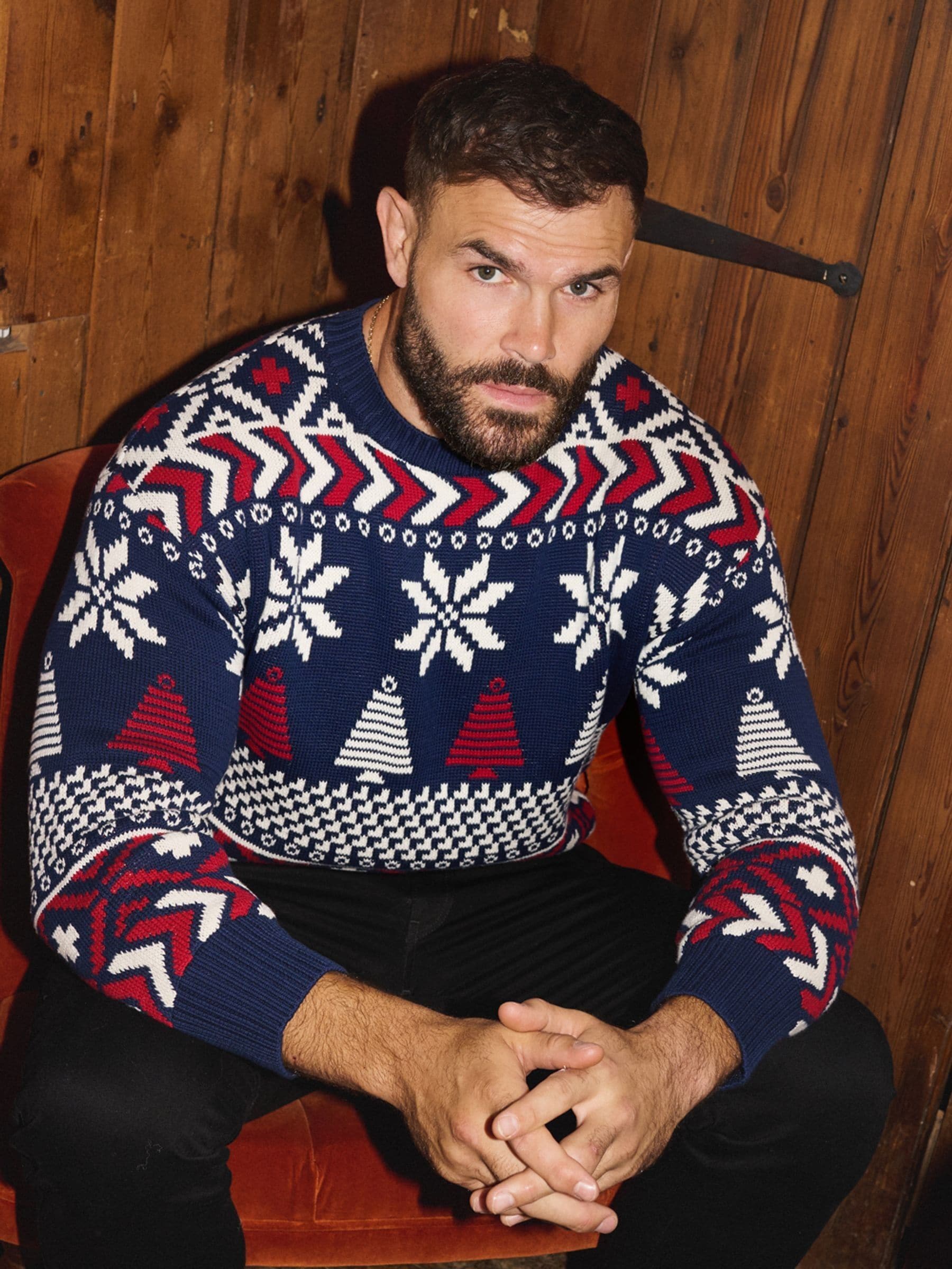 The Little Tailor Blauwe Kerstmis Multicolour Fairisle Katoenen Trui