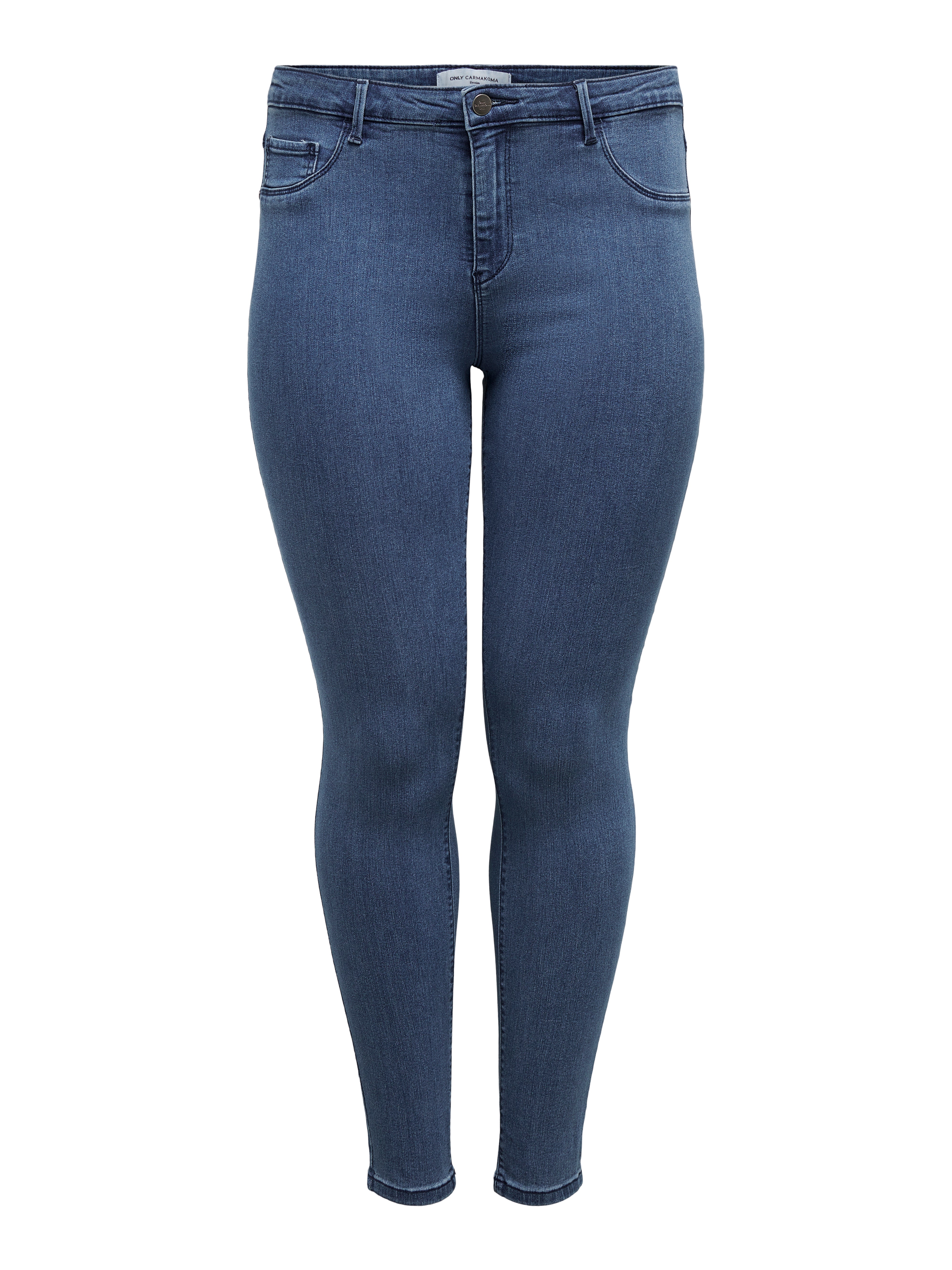 CARTHUNDER Mittlere Taille Skinny Fit Jeans Medium Blue Denim