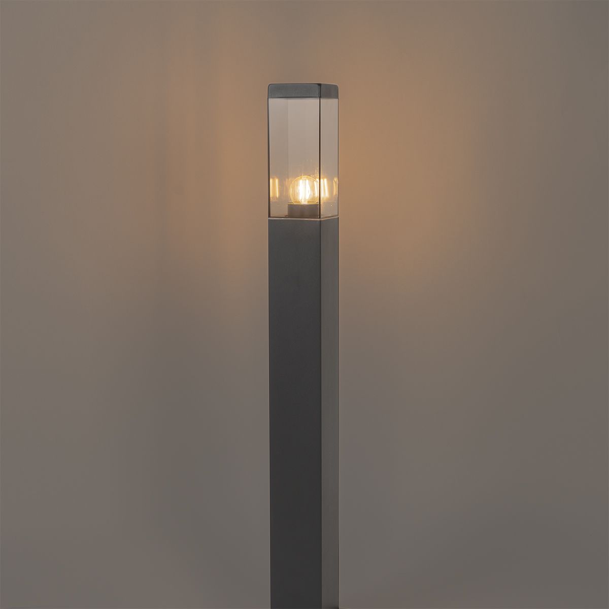 Buitenlamp donkergrijs met smoke glas met grondpin en kabelmof 80cm IP44 - Malios