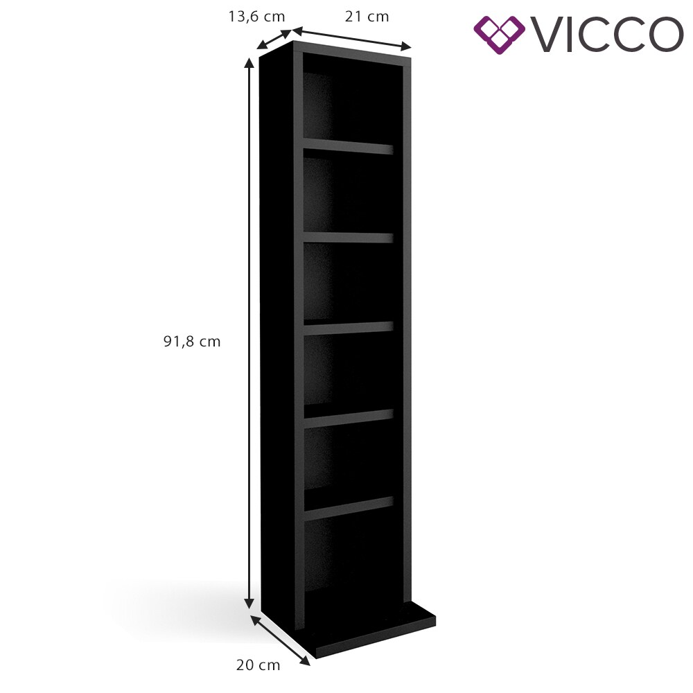 VICCO CD Regal DVD Ständer Schwarz Wandregal Hängeregal Bücherregal Bürorega
