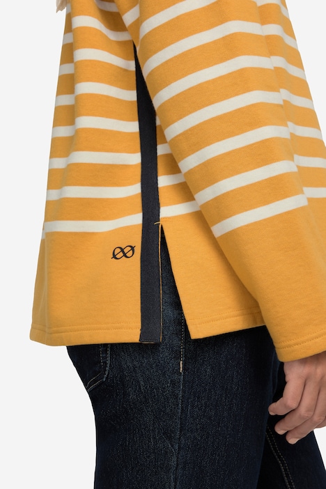 Sweatshirt, Ringel, Troyerkragen, Langarm, OEKO-TEX