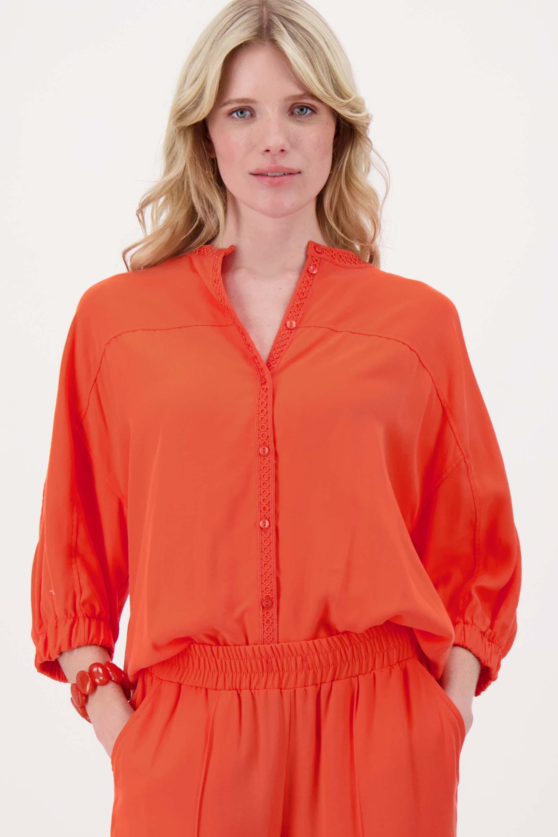 lyocell ballonmouw blouse