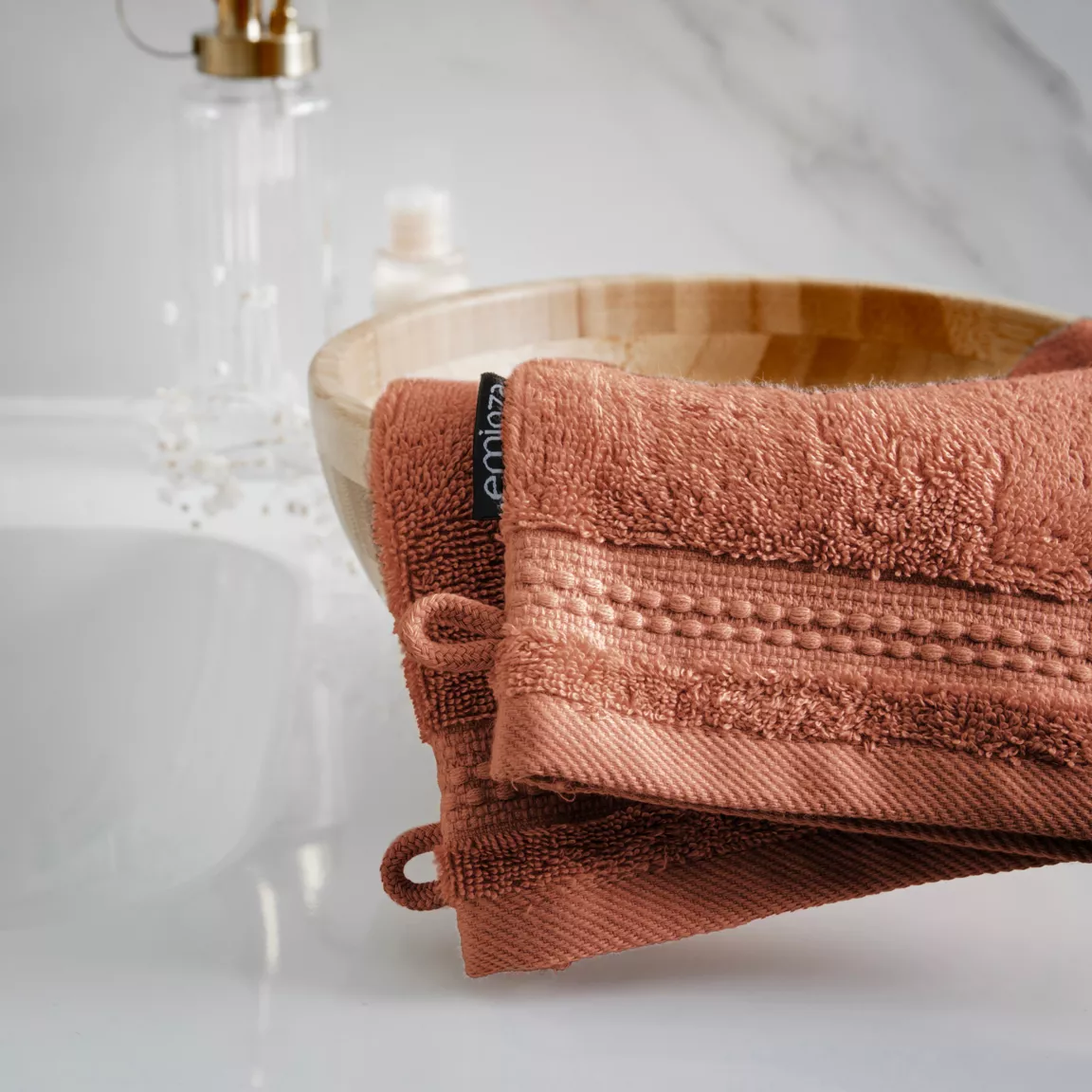 Lot de 2 gants de toilette coton bio (15 x 21 cm) Méline Terracotta
