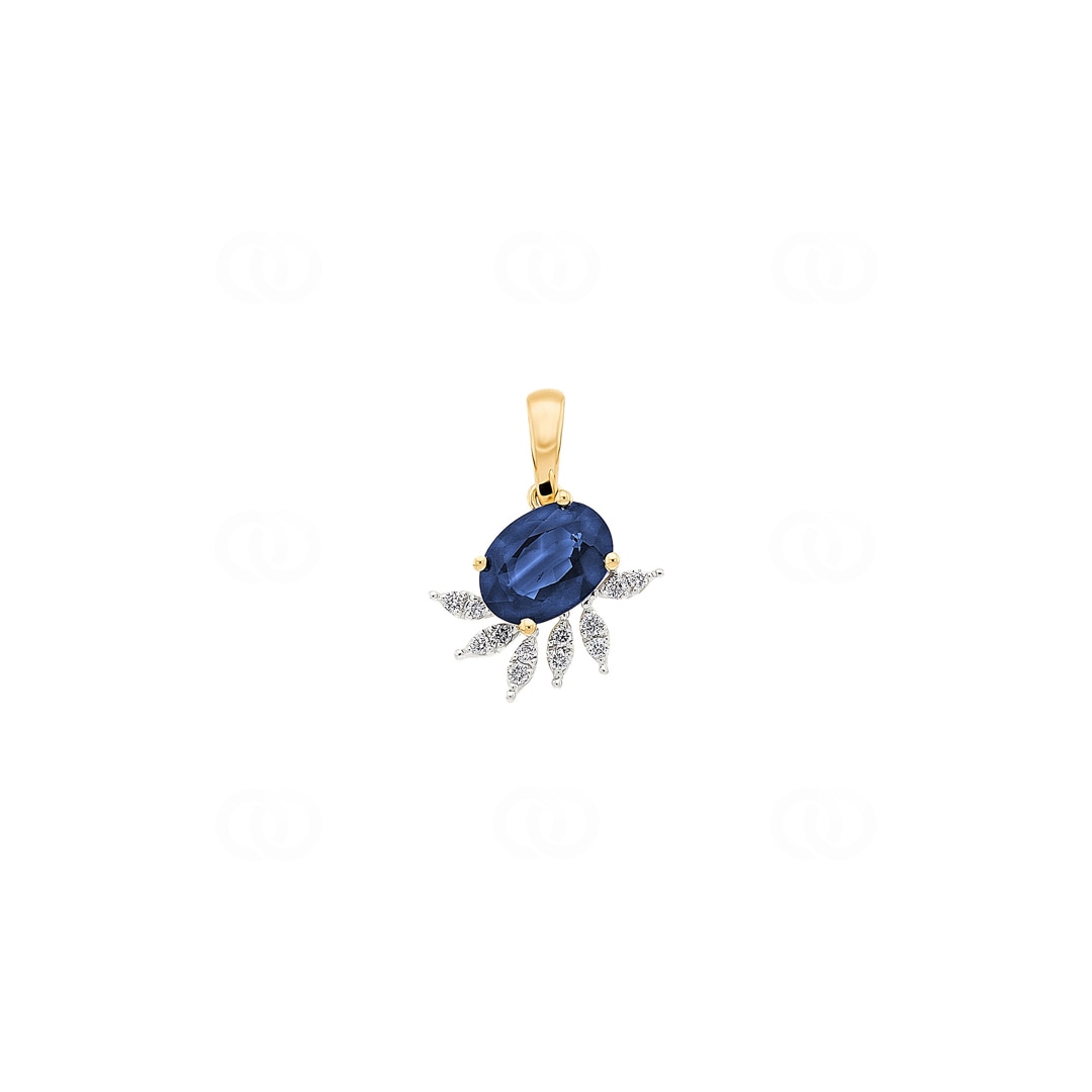 Anhänger 750/18 K Gelbgold mit Saphir & Diamanten 0.05 ct H/si