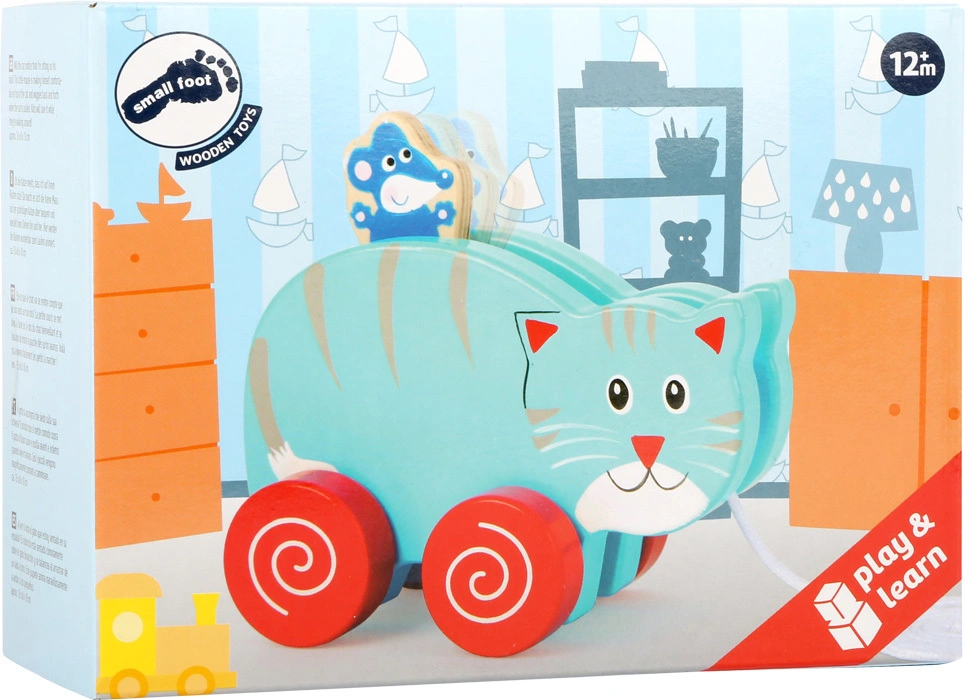 Nachziehtier KATZE UND MAUS in blau