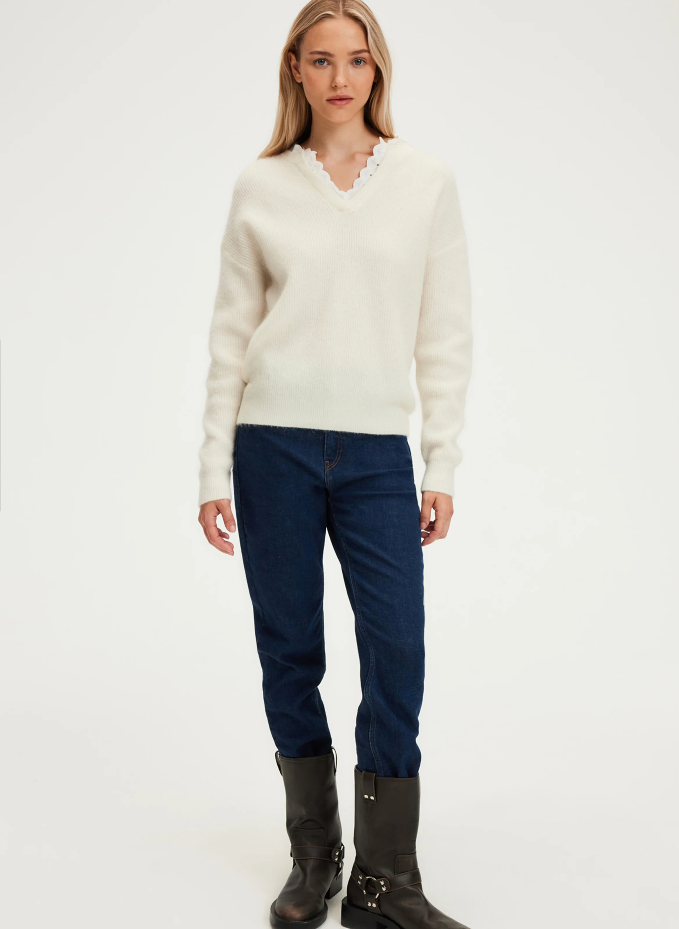 JULETTE - Pull droit en laine mélangée| Beige