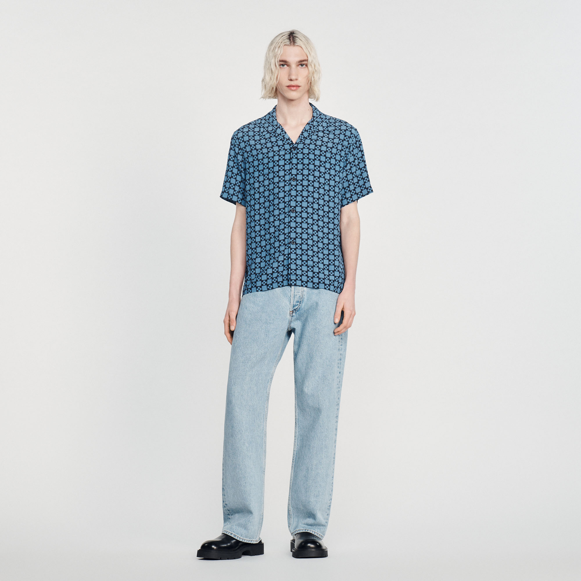 Chemise fluide á manches courtes Homme