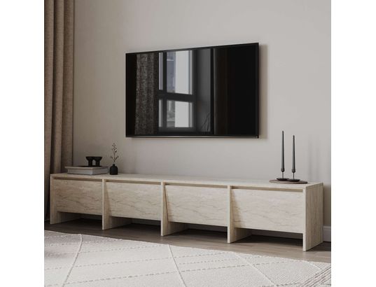 CONCEPT1 - Meuble TV Laris 180 travertin 180 x 35 x h40 cm