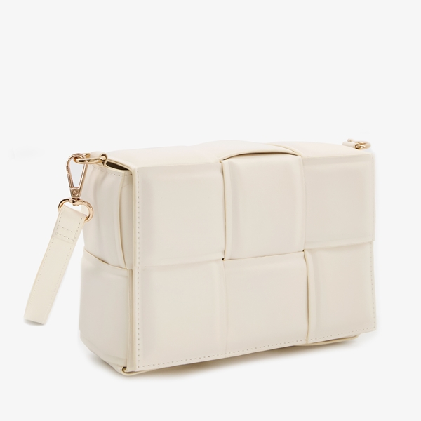Beige dames tas met gewoven buitenkant