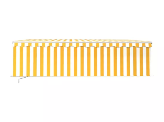 Auvent rétractable manuel avec store 5x3 m Jaune et blanc