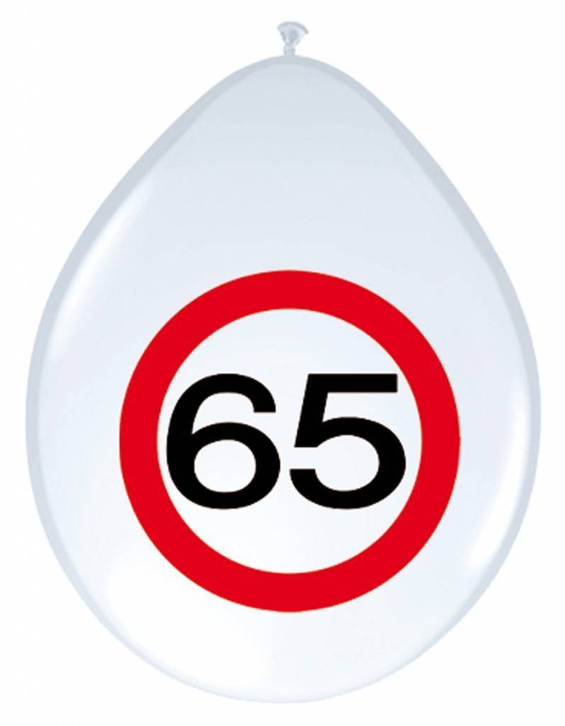 Ballonnen 65 Jaar Verkeersbord 30cm 8st
