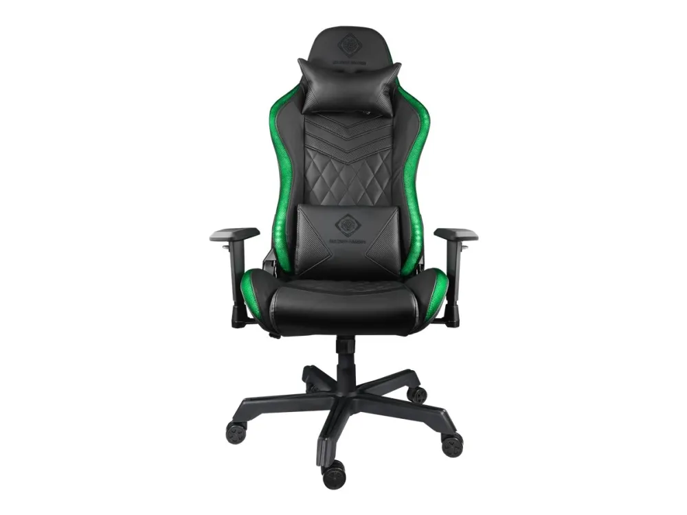 DELTACO GAMING GAM-080 - Spillestol - ergonomisk - armstøtter - T-formet - vippe - drejeled - kunstig læder - sort, RGB
