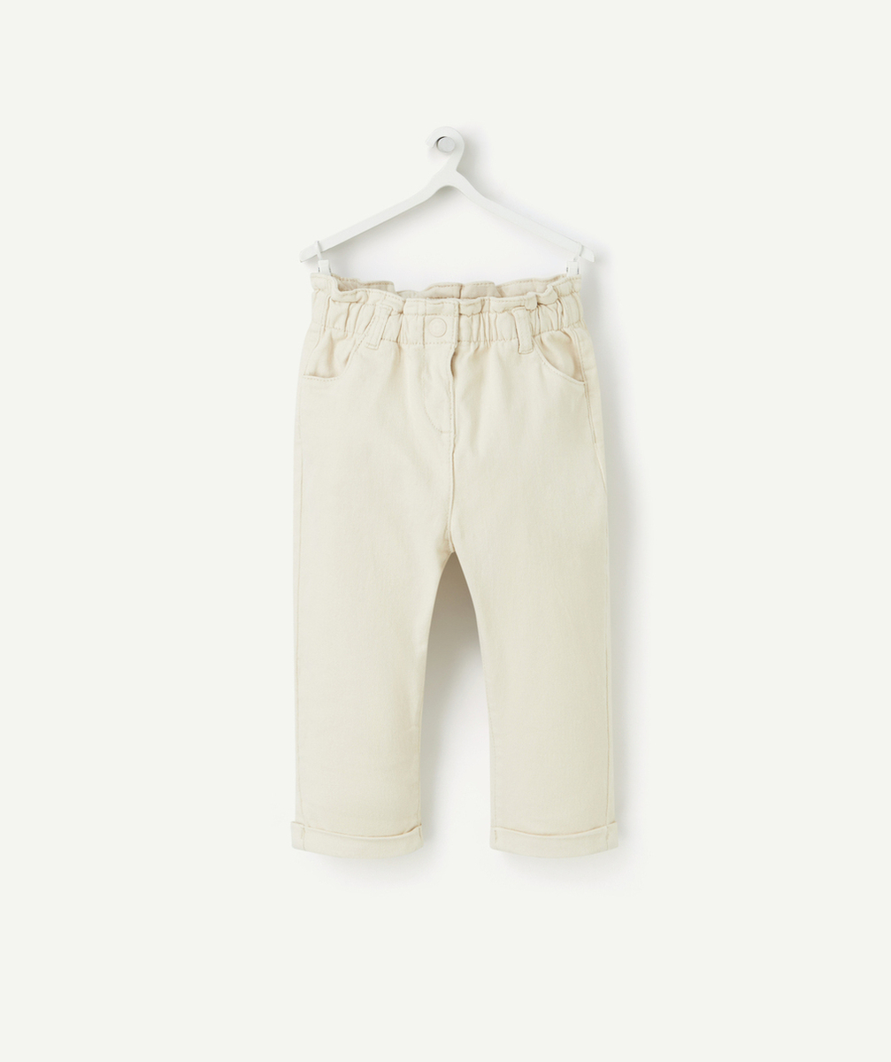 PANTALON RELAX BÉBÉ FILLE EN FIBRES RECYCLÉES BEIGE