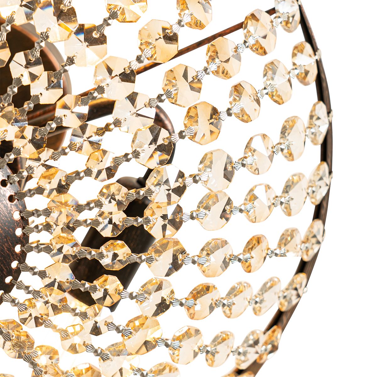 Klassieke plafondlamp brons en kristal 3-lichts - Mondrian