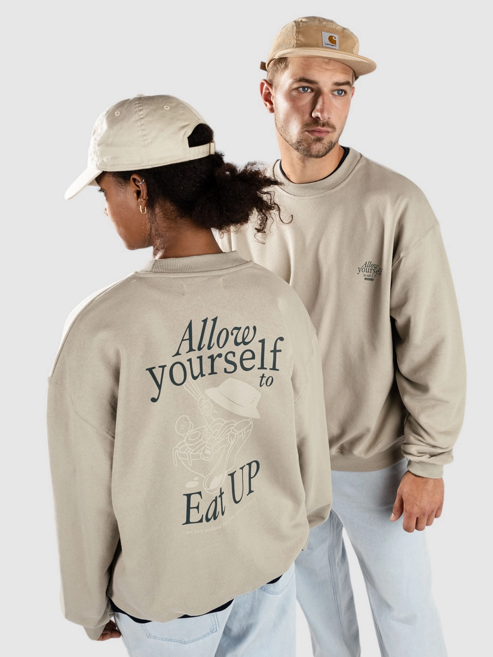 Woodbird Cope Eat Crew Sweater stone