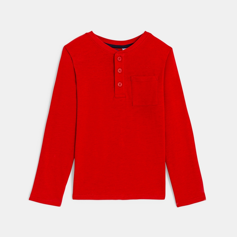 T-shirt à col boutonné rouge garçon