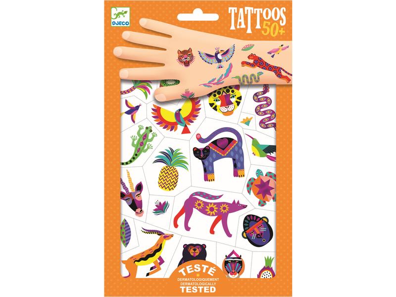 DJECO Tattoo Set Schönheit Klebetattoos zum Thema Wildtiere