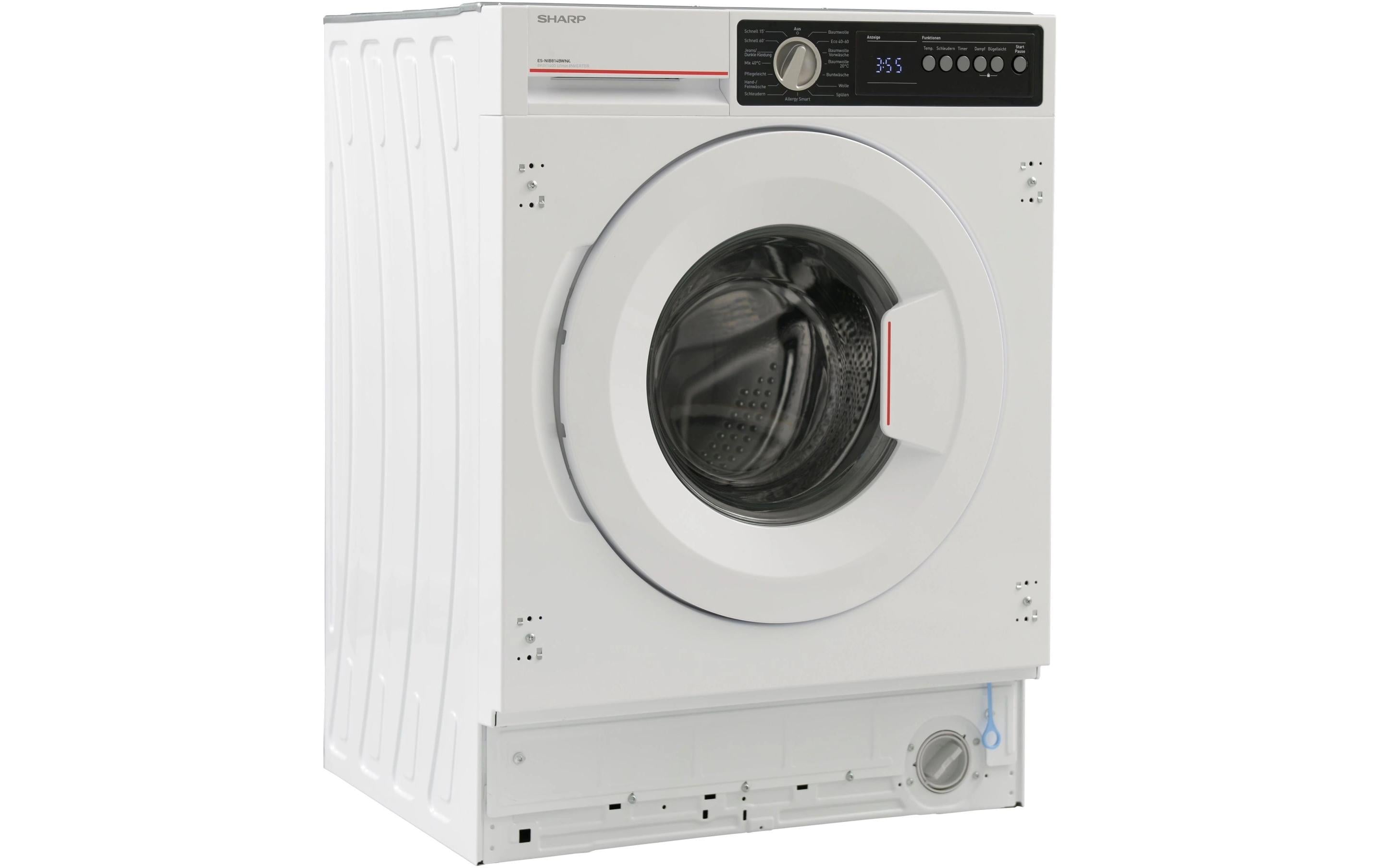 Einbau Waschmaschine ES-NIB814BWNA Links<br>Frontloader mit 8 kg Ladekapazität