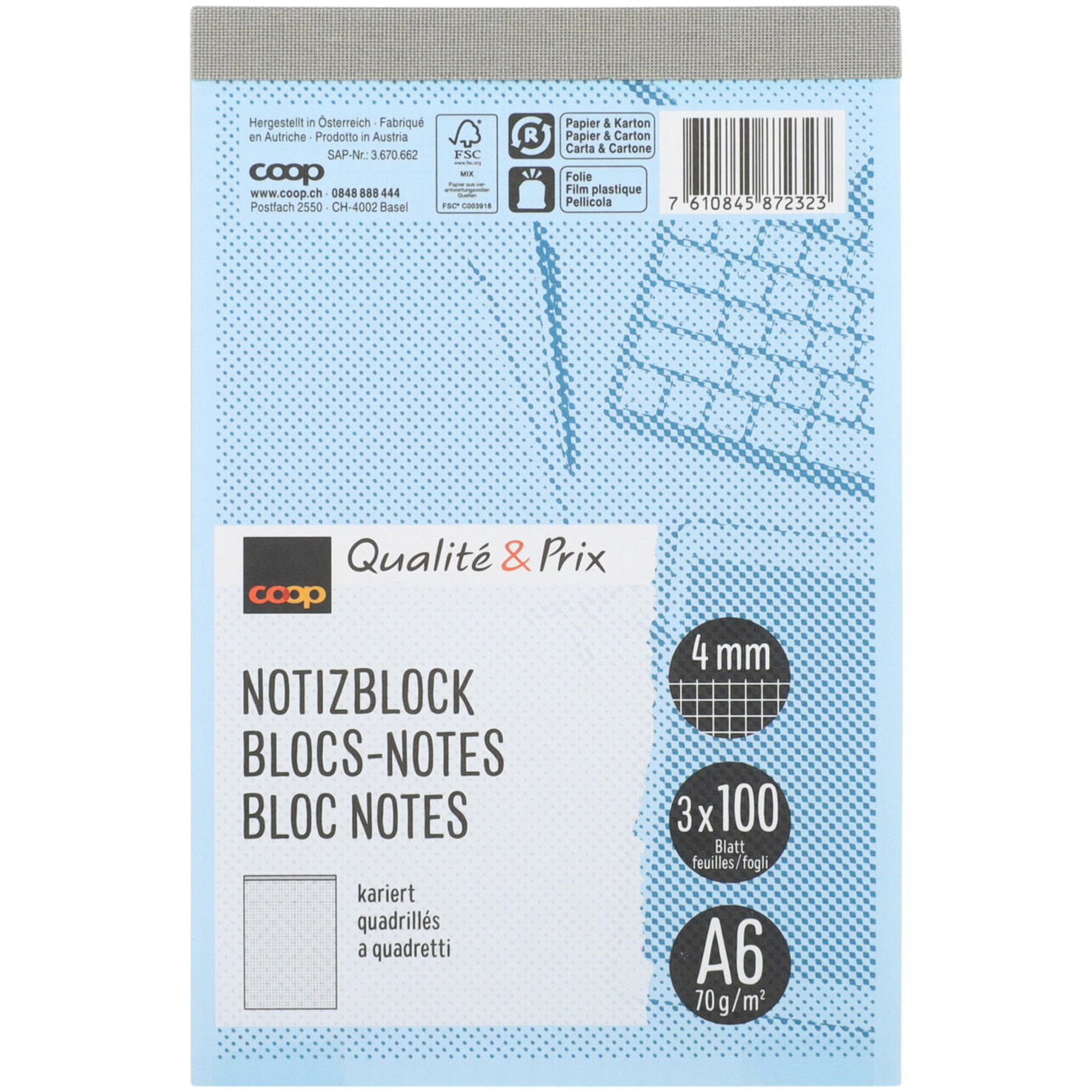 Qualité & Prix Notizblock FSC A6 kariert 100 Blatt 3 Stück