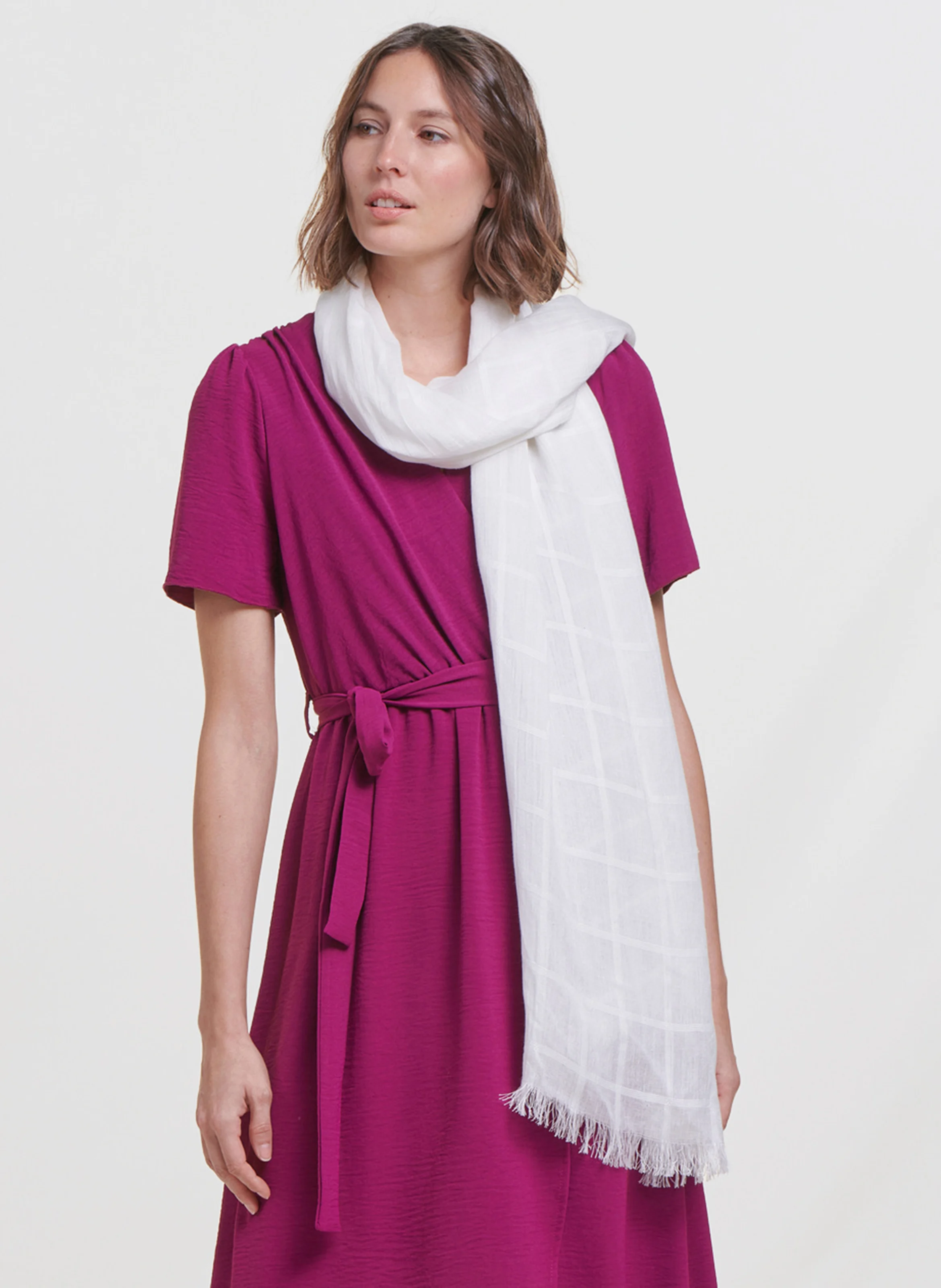 Foulard en lin mélangé coton | Blanc
