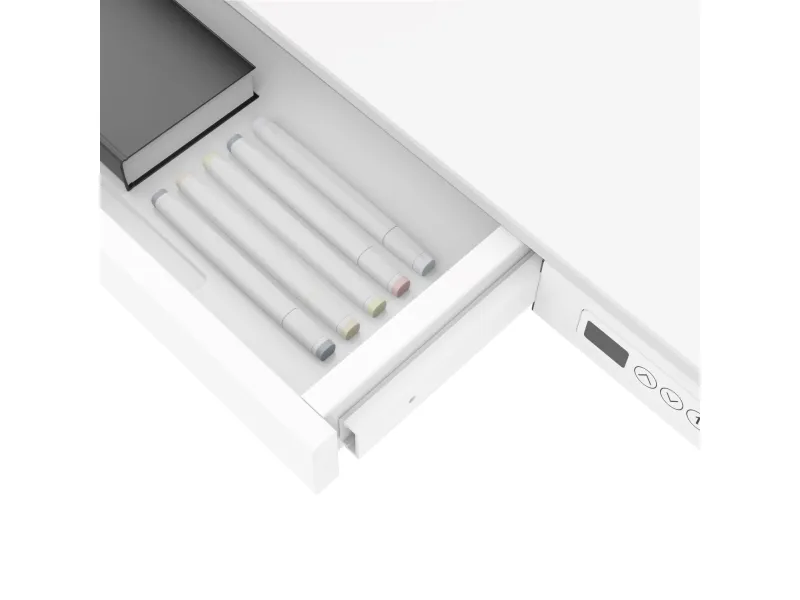 Activejet -skrivebord med elektrisk højdejustering 140x70 ET119W-C hvid, Hvid, 45 kg, 725 - 1225 mm, Træ, Rektangulær form, Stål