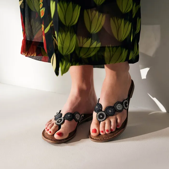 Lazamani Rounds Beads Teenslippers Dames