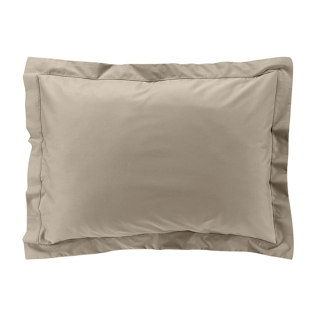 Taie d'oreiller rectangulaire à volant percale sable 50x70cm