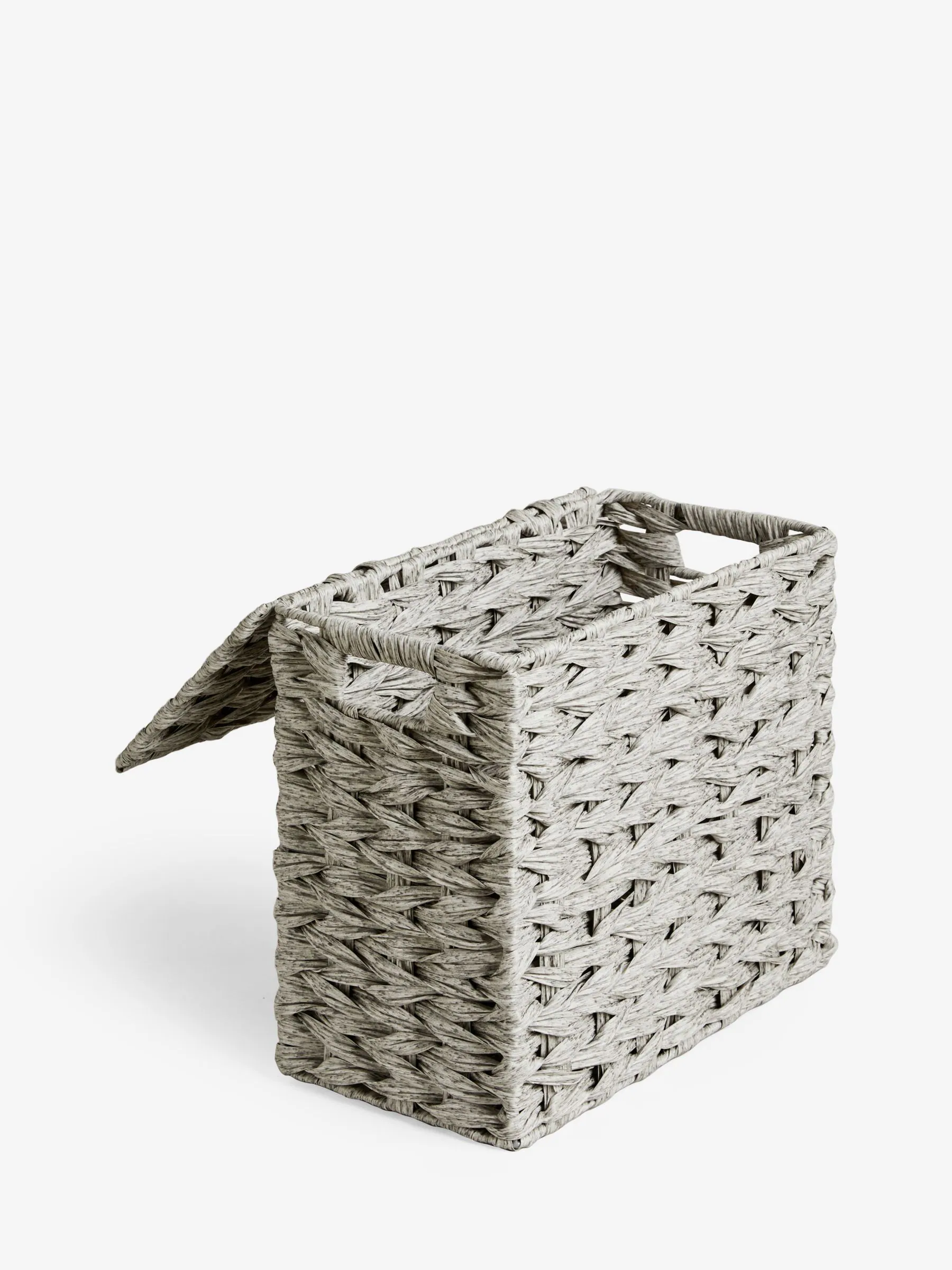Plastic gevlochten opslagmand