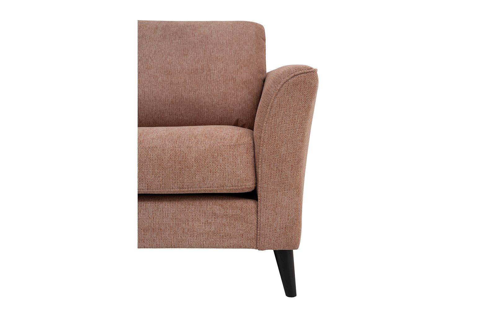 Nina sofa 3-seter med sjeselong venstre i tekstil Mito 94 Cinnamon med arm A og sorte ben 15138