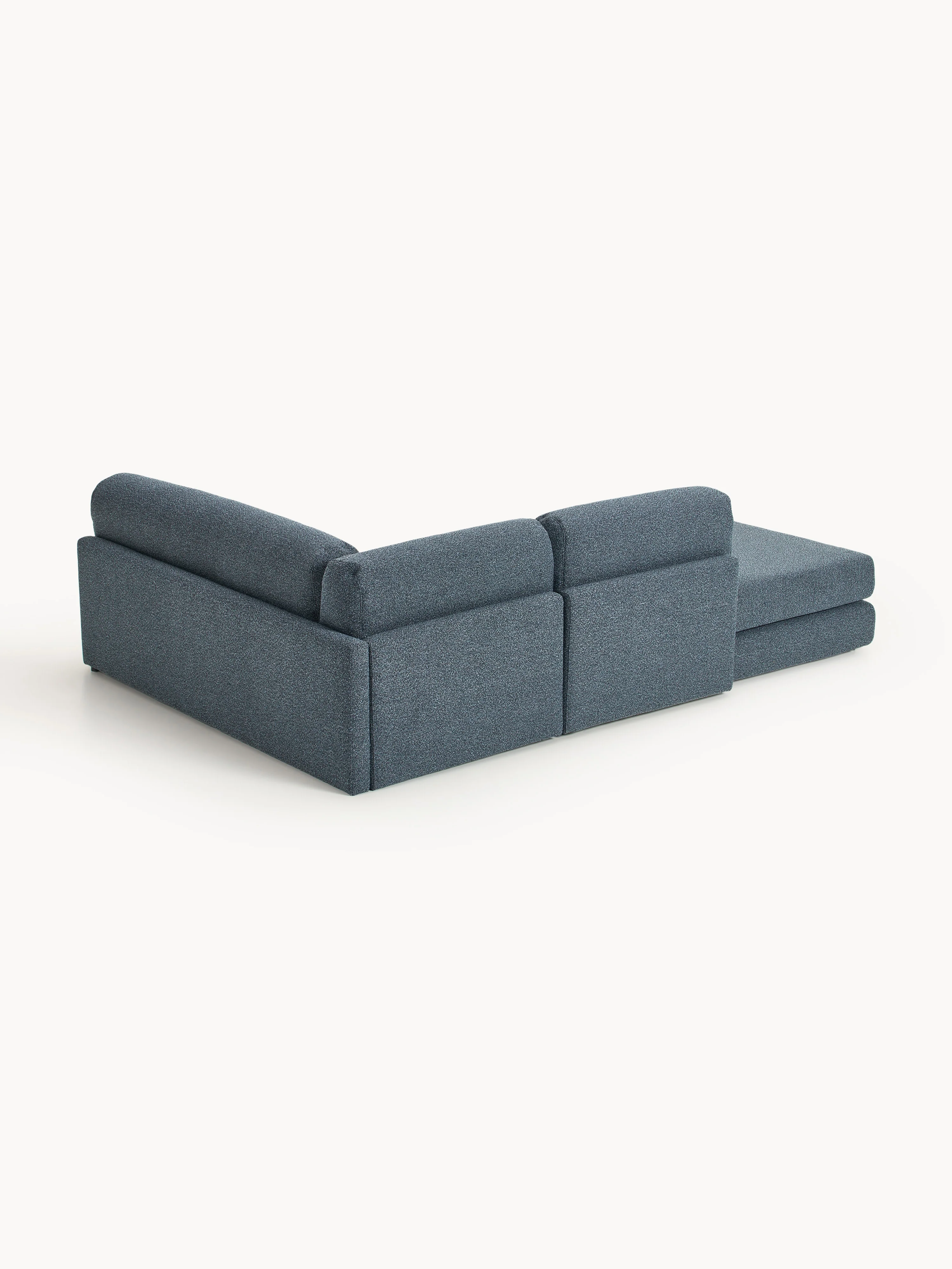 Bouclé hoekbankbed Ladina met opbergruimte