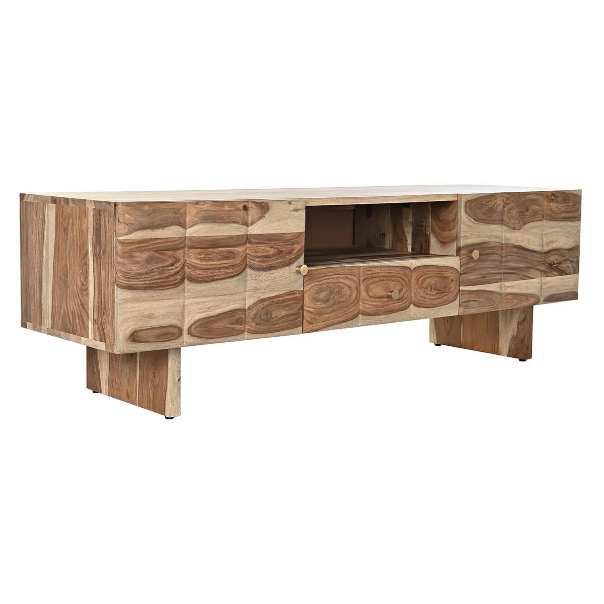 Pegane Meuble TV en bois de Sheesham - Naturel Marron